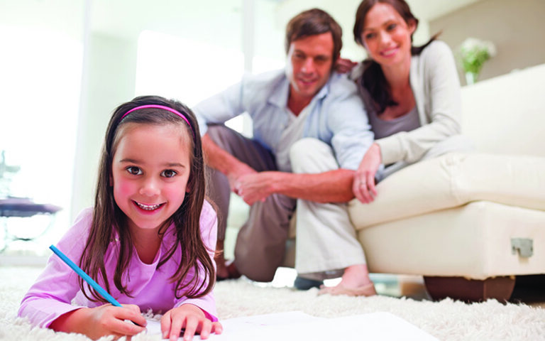 happy, comfortable family