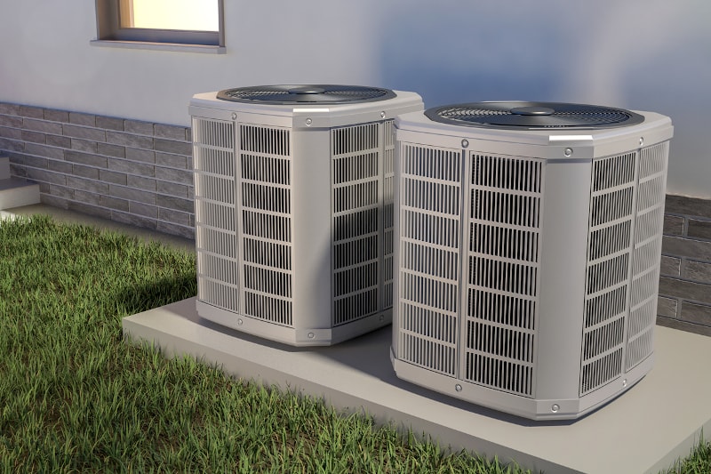 Air Heat Pumps And House 3d
